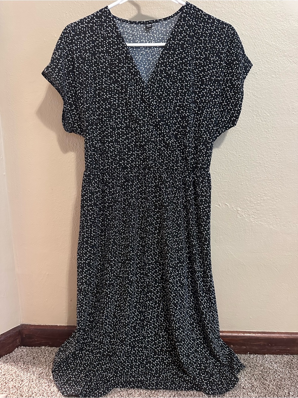 Black & White Polka Midi Dress - Classic Wrap Style